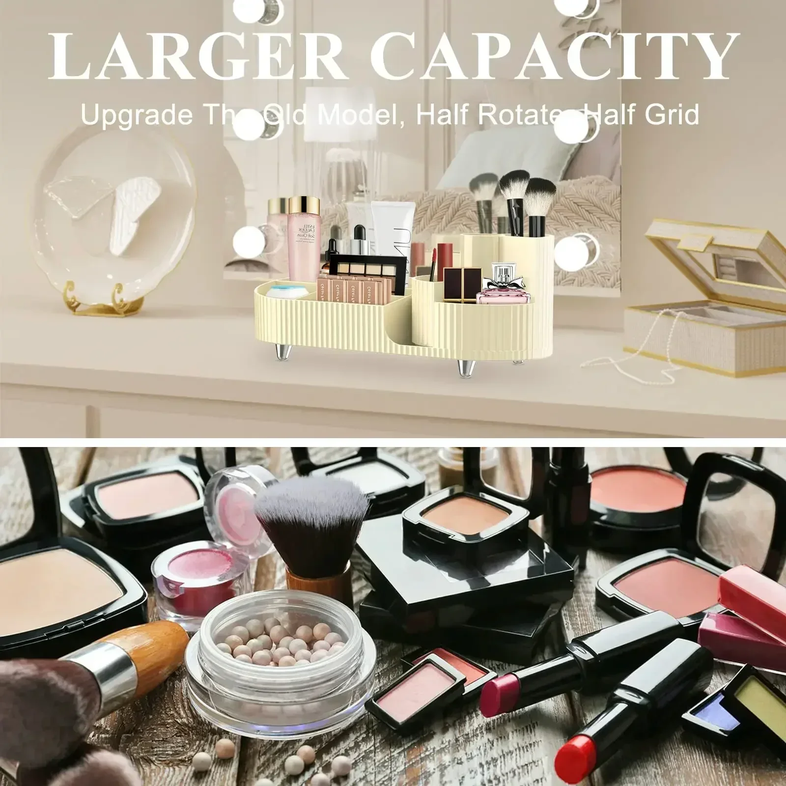 

Brush Vanity Storage Large Decor Organizer Makeup Holder Container Countertops,desk for Capacity Rotating 360° Bathroom