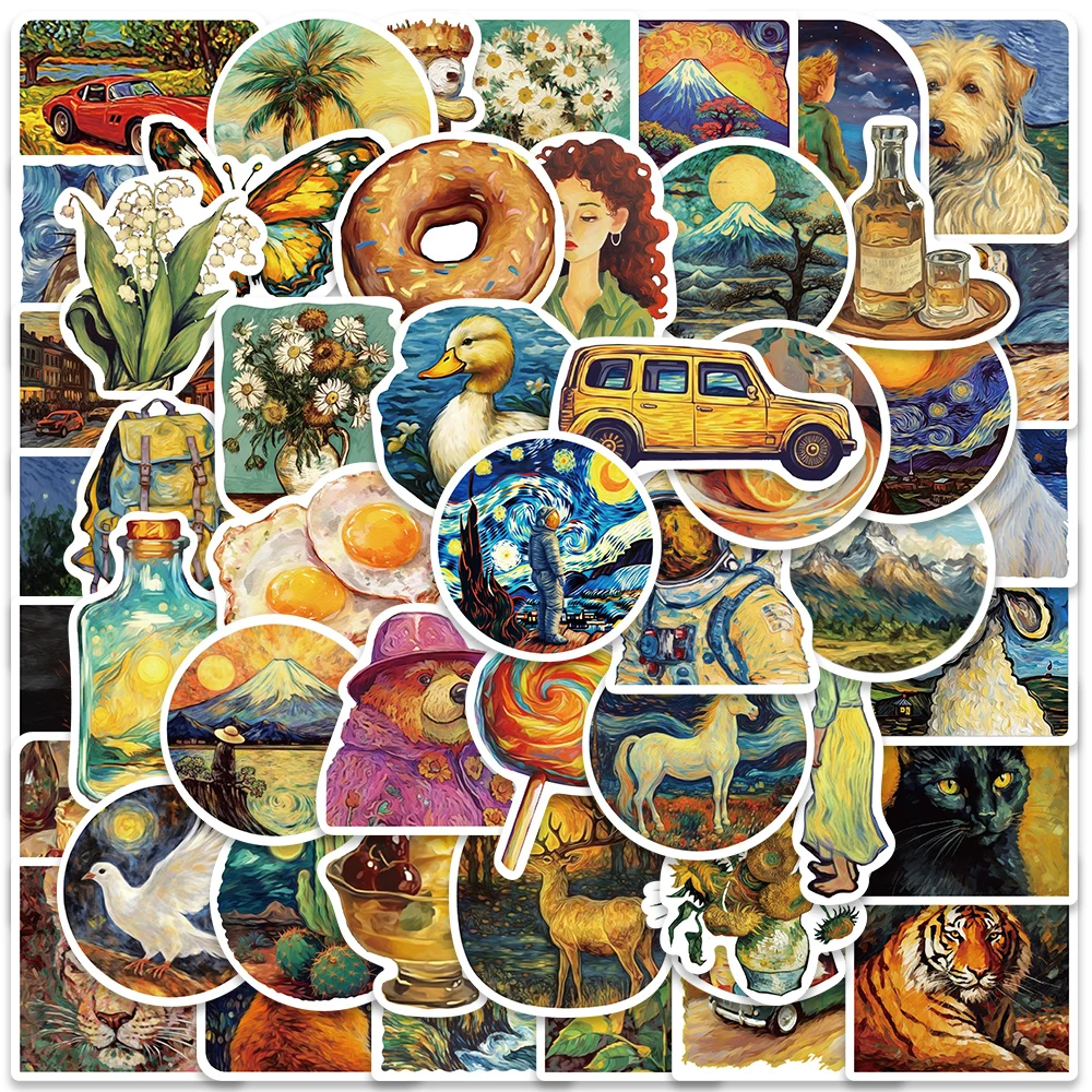50pcs Van Gogh Style World Art Aesthetic Stickers Retro Vinyl Cartoon Decal for Laptop Scrapbook Notebook Case Decor Wholesale 
50pcs Van Gogh Style World Art Aesthetic Stickers Retro Vinyl Cartoon Decal for Laptop Scrapbook Notebook Case Decor Wholesale