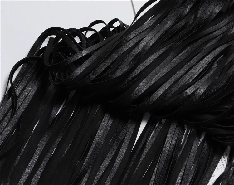 LANMREM Basics PU Leather Skirt Women Belt Black Color High Street Decoration Full Tassels Skirts Female New Fashion 2DC1326 42 S83106287b8424552b25923859dc6630c5