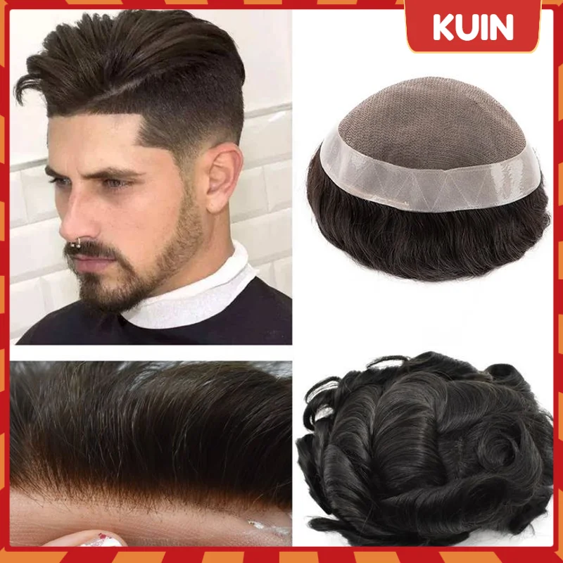 

Toupee Wigs Men Human Hair Men's Capillary Prosthesis Remy Mono NPU Replacement System Natural Durable Male Indian Hairpiece