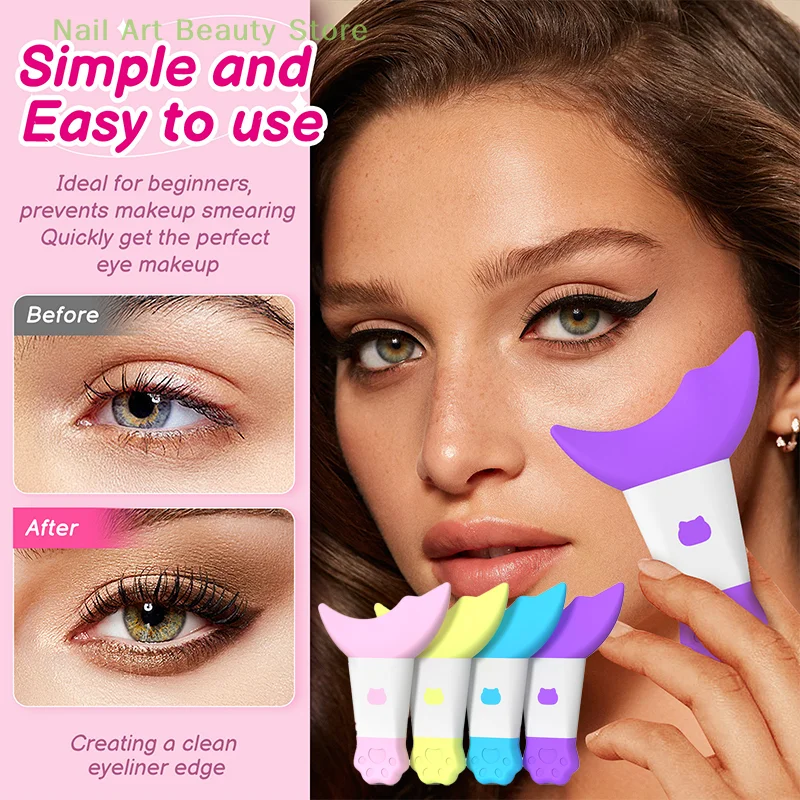 

Multi-functional Eyeliner Stencil Wing Tips Silicone Eyeliner Eyebrow Aid Drawing Eyelashes Wearing Aid Reusable Makeup Tools