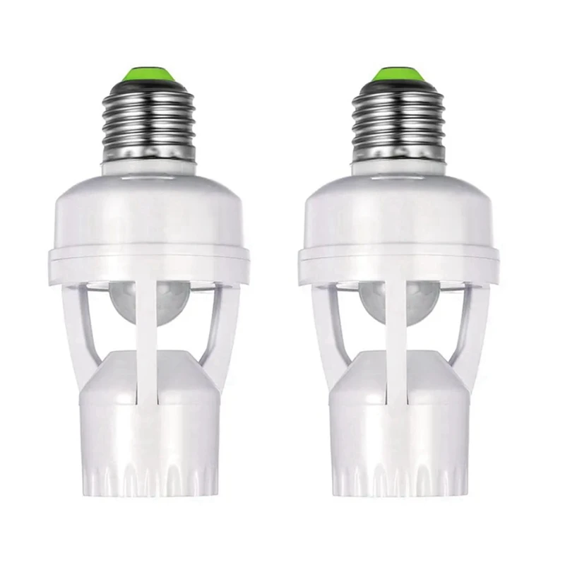 

2X E27 Lamp Holder Adapter With PIR Motion Sensor AC100-240V LED Light Bulb Socket Converter Human Presence Detector