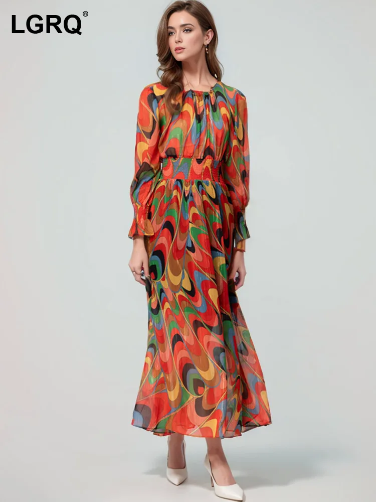 LGRQ Women's Multicolor Print Dress Fashion Long Pagoda Sleeve Round Neck Lower Waist Casual Dresses 2024 New Summer 19ZZ209
LGRQ Women's Multicolor Print Dress Fashion Long Pagoda Sleeve Round Neck Lower Waist Casual Dresses 2024 New Summer 19ZZ209