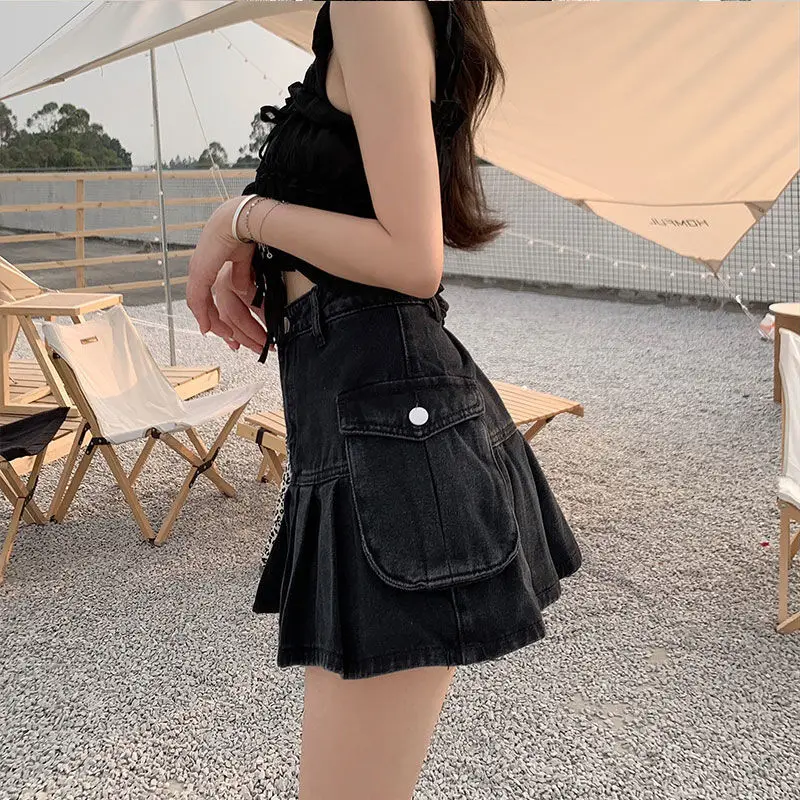 Women Skirt Summer New High Waist Denim Short Skirt Niche Pleated Skirt Fashion Solid A-line Skirt Female Hot Girl Skinny Skirt
Women Skirt Summer New High Waist Denim Short Skirt Niche Pleated Skirt Fashion Solid A-line Skirt Female Hot Girl Skinny Skirt