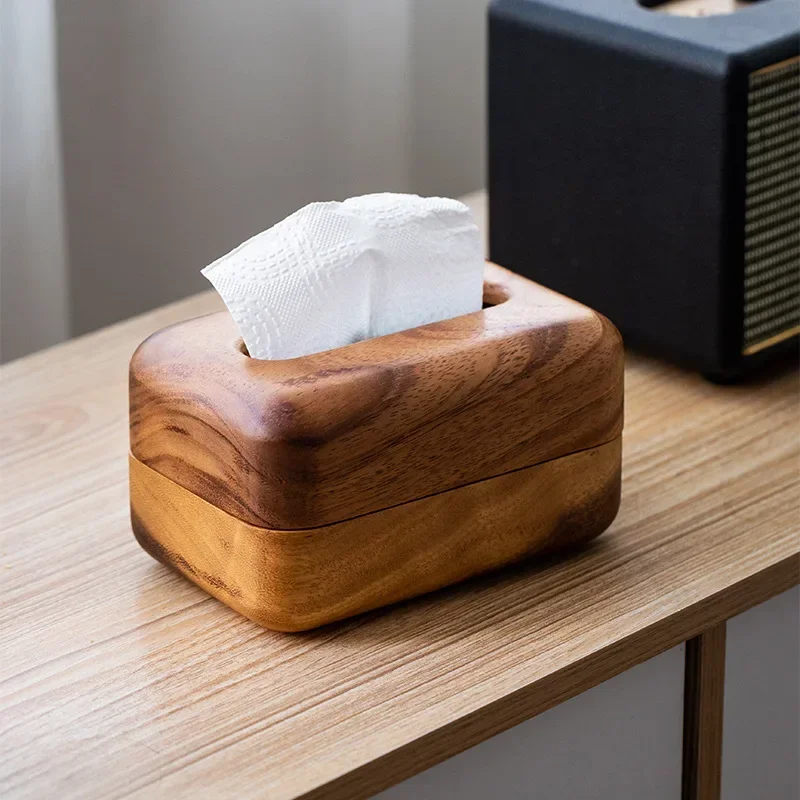 

Walnut tissue box, light luxury wooden living room coffee table, desktop pumping box, creative solid wood storage box