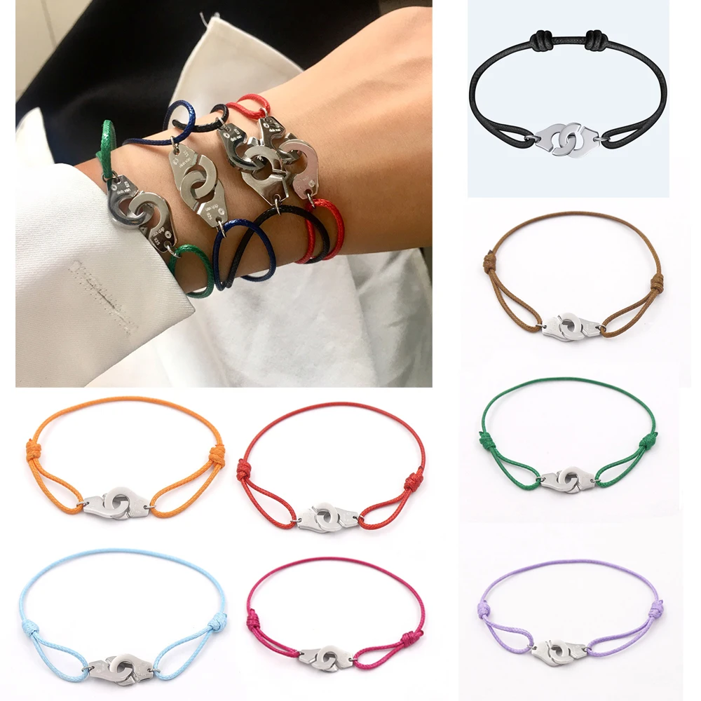 Trendy Handcuff Colorful Couple Rope Bracelets for Women Men Titanium Steel Adjustable Dinh Van Bracelet Birthday Party Gift
Trendy Handcuff Colorful Couple Rope Bracelets for Women Men Titanium Steel Adjustable Dinh Van Bracelet Birthday Party Gift