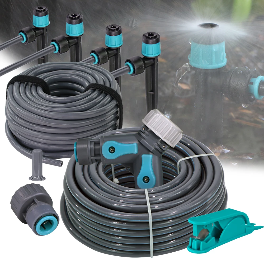 

360° Bubbler Sprinkler 3/8" 1/4" PE Hose Garden Irrigation Watering System Adjustable 0-60L/H Sprayer Quick Push Slip Lock Joint