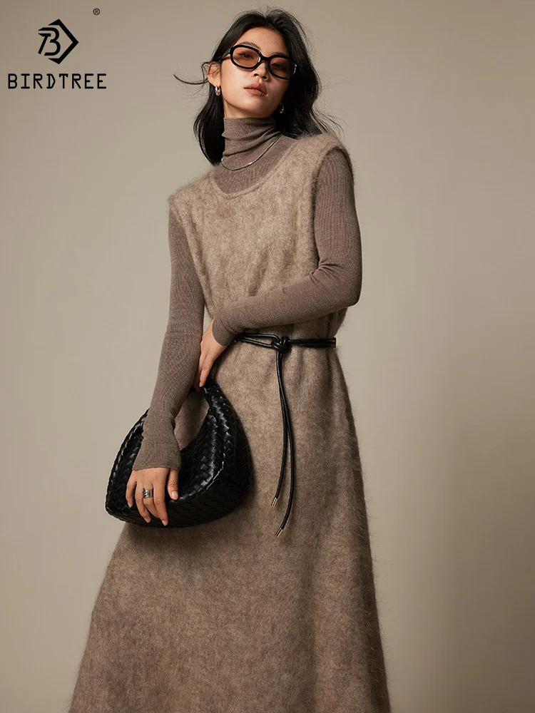 Birdtree 66.2% Mohair Wool Fashion Office Lady Dresses Women Sleeveless Soft Workplace Elegant Dress Warm Autumn Winter D3D309QM
Birdtree 66.2% Mohair Wool Fashion Office Lady Dresses Women Sleeveless Soft Workplace Elegant Dress Warm Autumn Winter D3D309QM