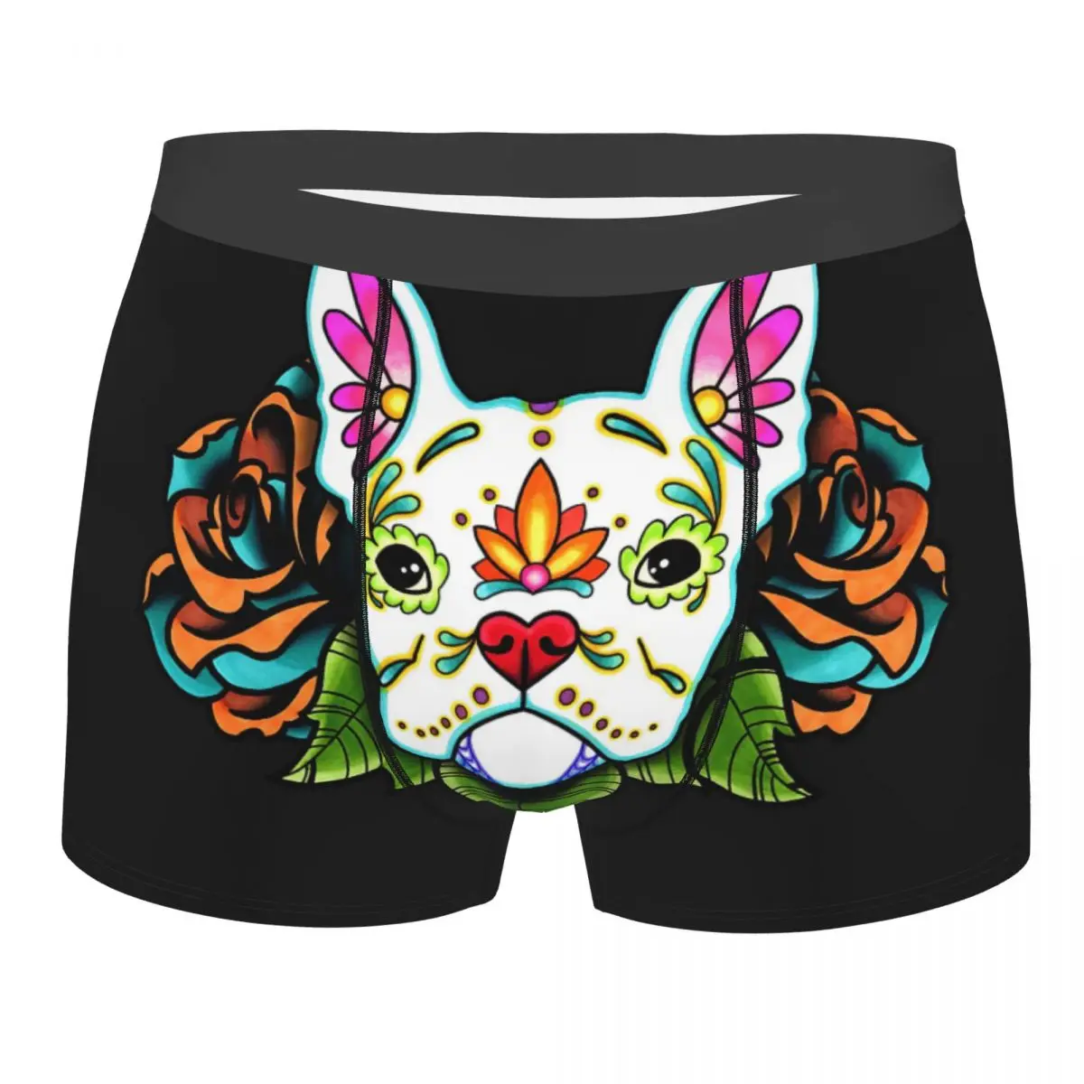 

Day Of The Dead French Bulldog In White Sugar Skull Dog Underpants Breathbale Panties Male Underwear Print Shorts Boxer Briefs