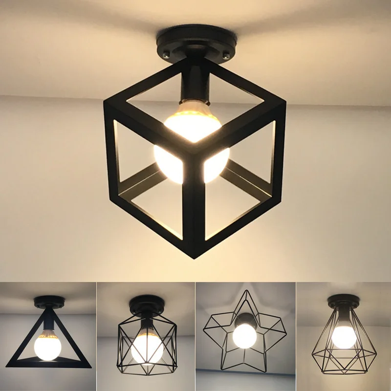 

Vintage Ceiling Lights Lustre Luminaria Led Ceiling Lamp Loft Iron Cage Fixtures Abajur Home Lighting Plafonnier For Living Room