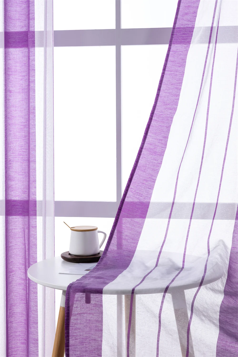 Generic Modern Living Room Modern Voile Curtains Stripes Window Decor