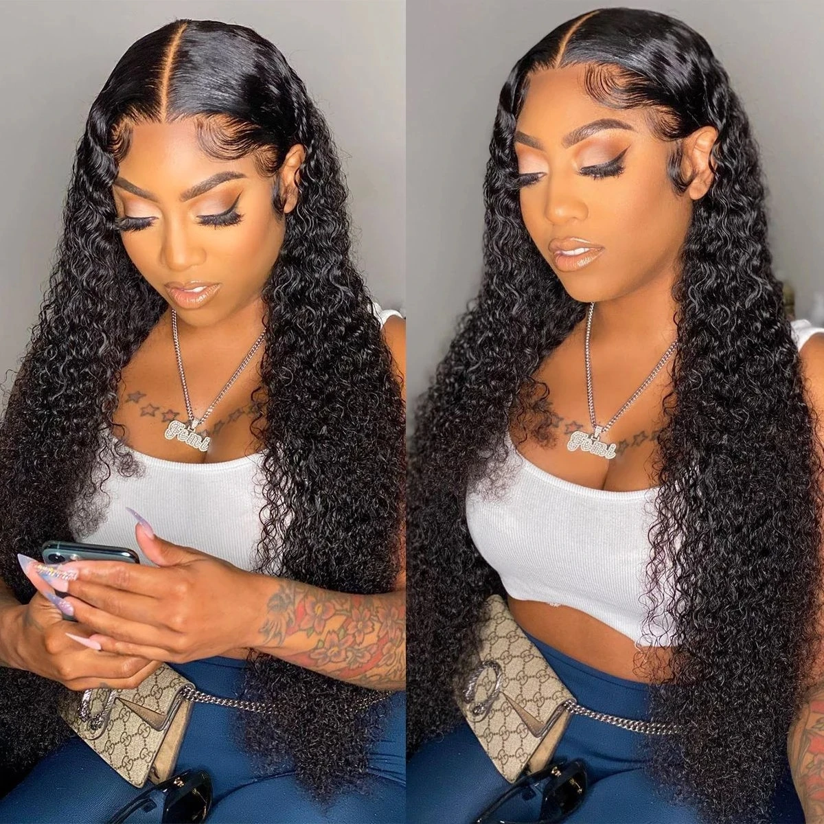 

30 40 Inch Deep Wave Glueless Curly Human Hair Wig Bleached Knots 13x6 Lace Front Pre Plucked Water Wet Wavy For Black Women