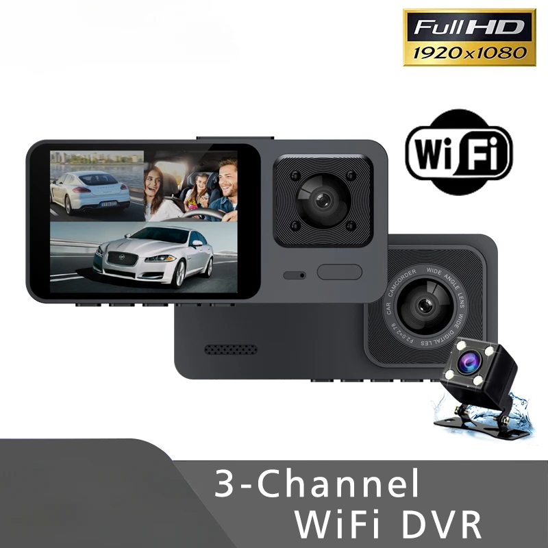 

3 Channel WiFi Car DVR Three Way Dash Cam Inside Vehicle Camera DVRs Recorder FHD 1080P Video Mini Registrator Dashcam Camcorder