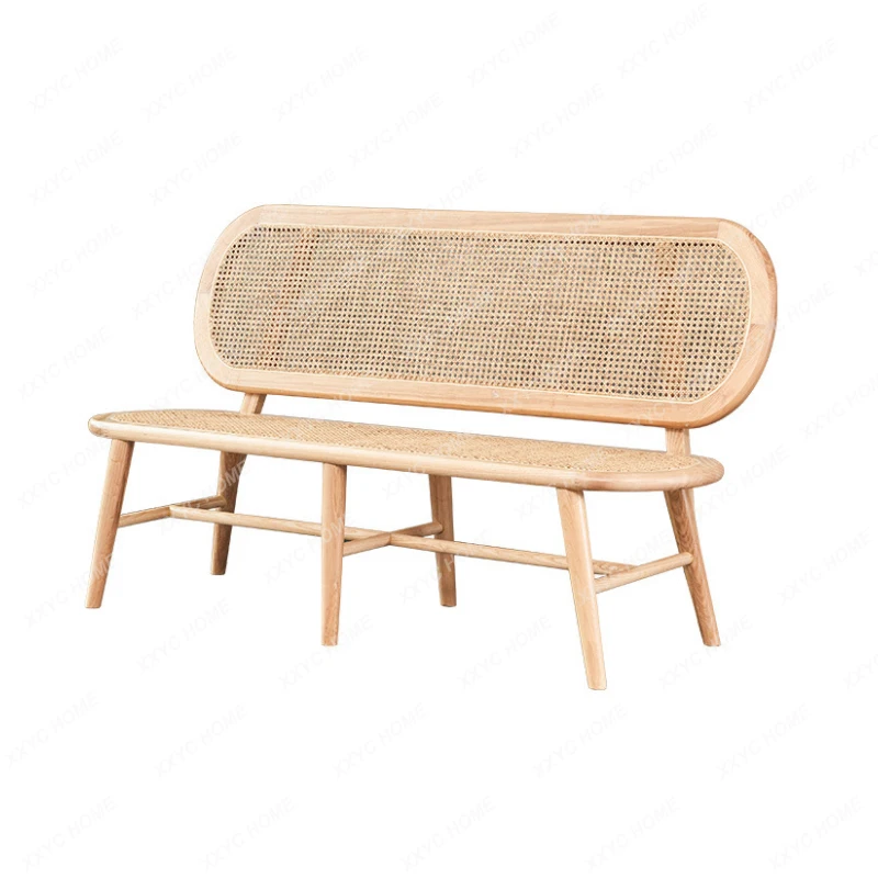 

Диван из ротанга в скандинавском стиле, простой спинковый стул из цельной древесины, ротанговый стул