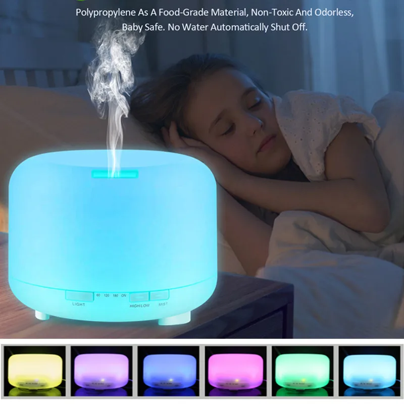 

Lovaroma Ultrasonic 500ml Large Air Humidifier Essential oil Aroma Diffuser Cool Mist Maker LED 7 Color Night Light Lamp Timing