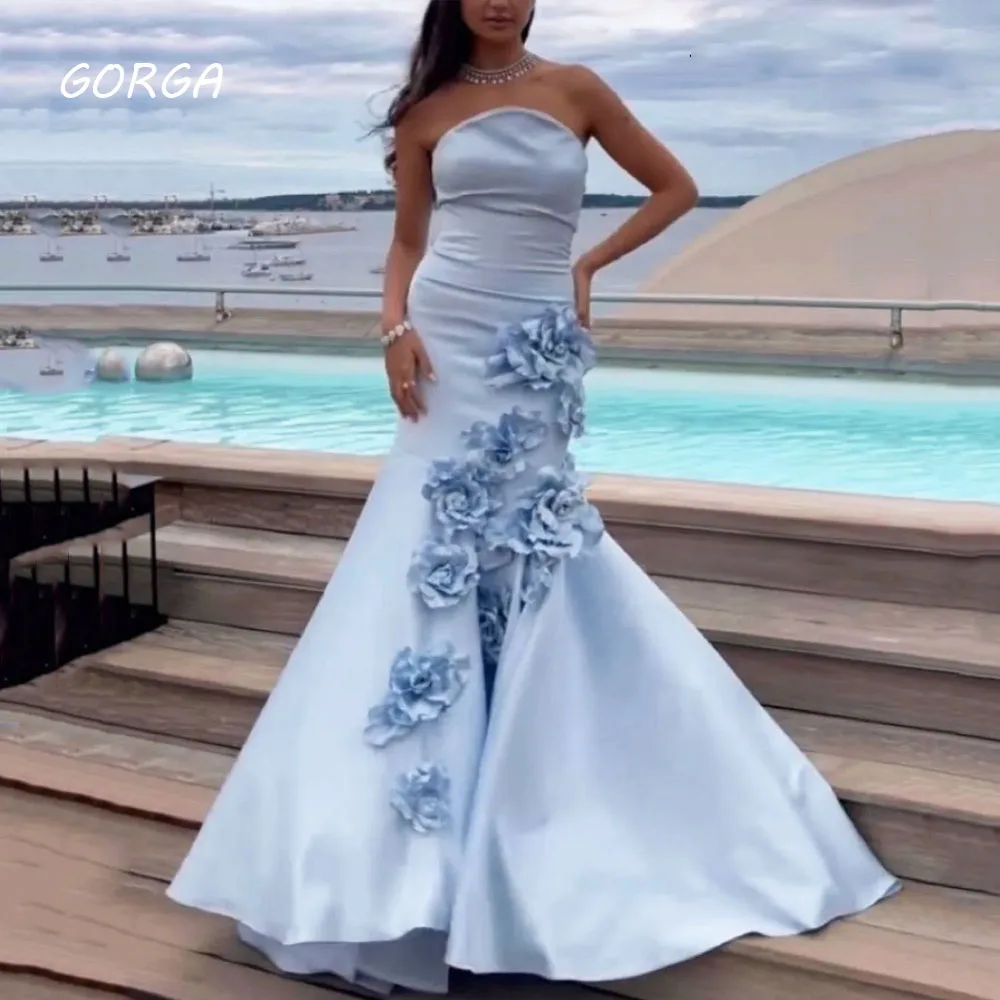 GORGA Strapless Appliques Satin Evening Dresses Saudi Arabia Backless Mermaid Formal Occasion Dress Floor-Length Party Gown
GORGA Strapless Appliques Satin Evening Dresses Saudi Arabia Backless Mermaid Formal Occasion Dress Floor-Length Party Gown