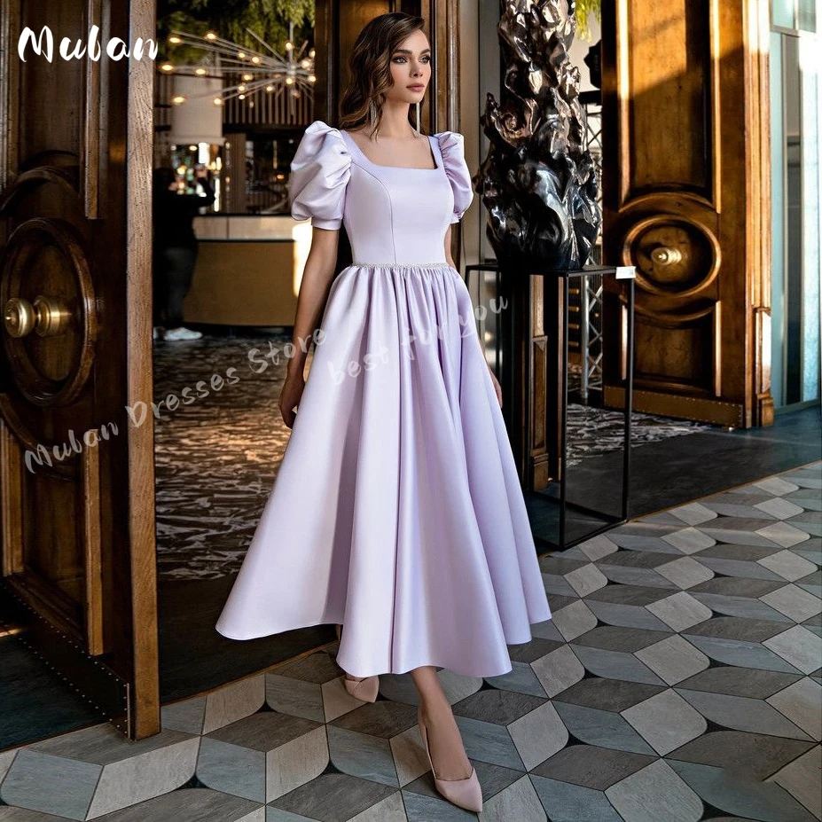 Lilac Satin A-line Sweet Evening Dresses 2024 Puff Short Sleeves Square Collar Formal Occasion Dresses For Prom Maxi Party Gown
Lilac Satin A-line Sweet Evening Dresses 2024 Puff Short Sleeves Square Collar Formal Occasion Dresses For Prom Maxi Party Gown