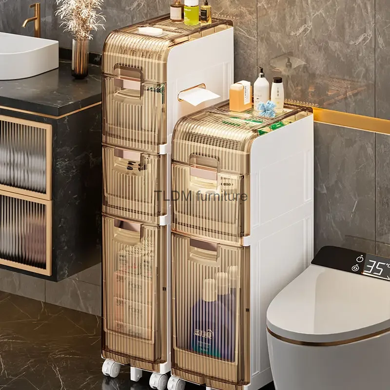 

Шкаф для хранения в туалете, многоярусный водонепроницаемый пыленепроницаемый Органайзер с выдвижными ящиками для ванной комнаты