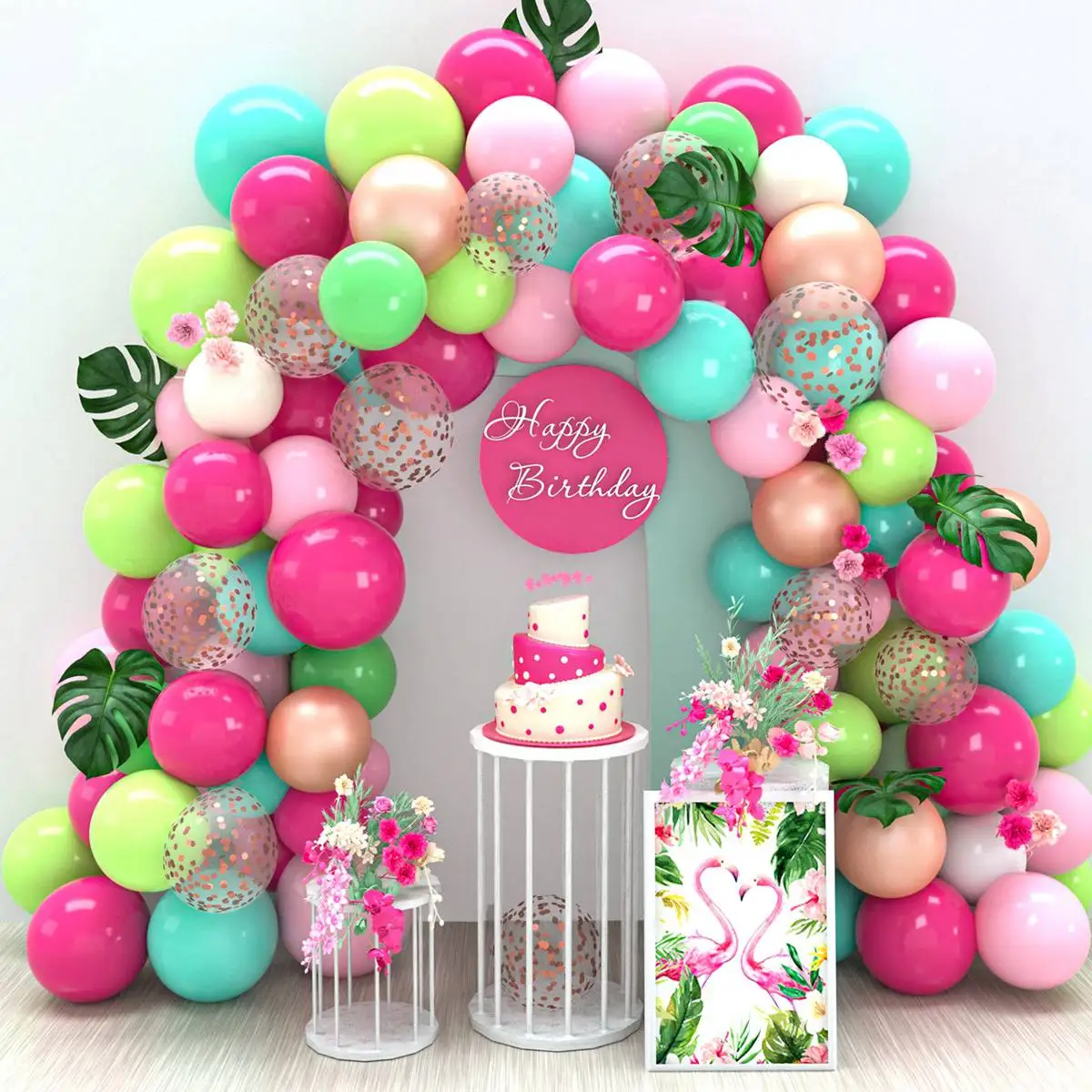 

Hawaiian Balloon Garland Arch Kit Birthday Party Decor Kids Tropical Summer Hawaii Party Decoration Flamingo Aloha Baby Shower