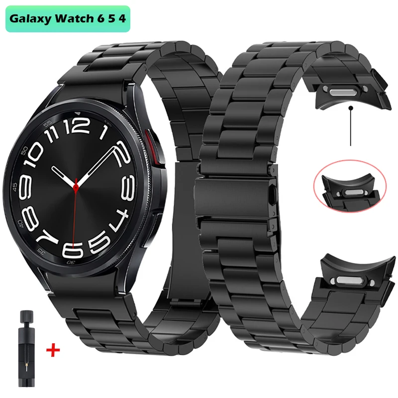 

Ремешок без зазора для Samsung Galaxy Watch 6 Classic 43 мм 47 мм 6/5/4 40/44 мм 5pro 45 мм 4 Classic 42/46 мм металлический быстросъемный ремешок