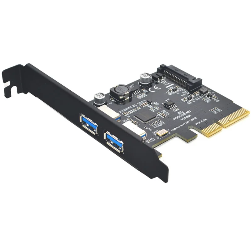 

Add On Cards SuperSpeed 10Gbps USB 3.1 2 Port PCI-E Express Card 15pin SATA Power Connector PCIE Adapter ASM3142 Chipset USB HUB