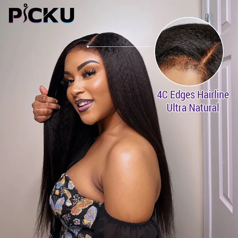 4C Kinky Edges Natural Hairline Wig Kinky Straight 13x4/13x6 HD Lace Front Human Hair Wigs With Curly Baby Hair Lace Closure Wig
4C Kinky Edges Natural Hairline Wig Kinky Straight 13x4/13x6 HD Lace Front Human Hair Wigs With Curly Baby Hair Lace Closure Wig