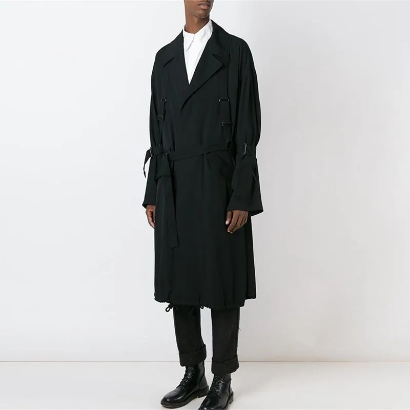 

Men's Trench Coat Spring And Autumn New Long Tooling Fashion Trend Lapel Large Size Trench Coat