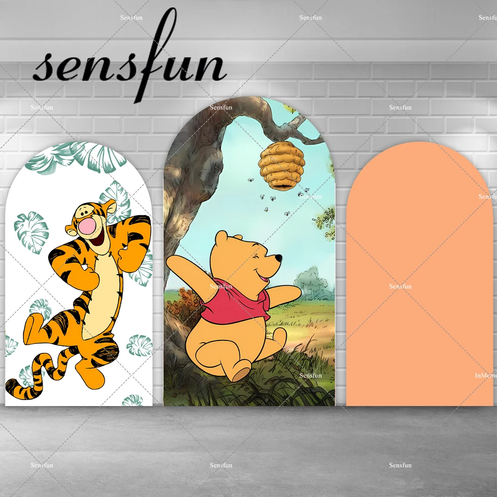 

Winnie The Pooh Bear Chiara Arch Backdrop Cartoon Tiger Kids Baby Shower Newborn 1st Birthday Party Arched Wall Backgrounds