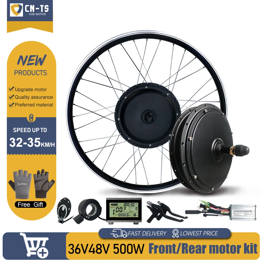 

EBike Conversion Kit 36V 48V 500W 20-29Inch 700C Brushless Non-gear Front Rear Hub Motor Wheel For Electric Bike Conversion Kit