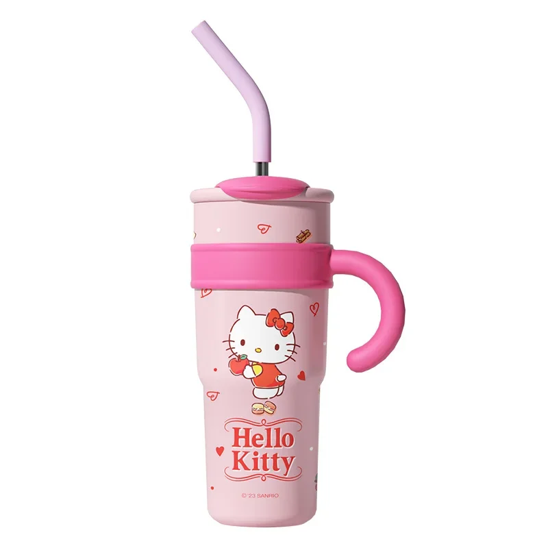 

Sanrio Kuromi Double Drink Kettle Flask Large Capacity Thermos Bottle Cartoon Cute Thermos Cup Simple Straw Water Cup Portable
