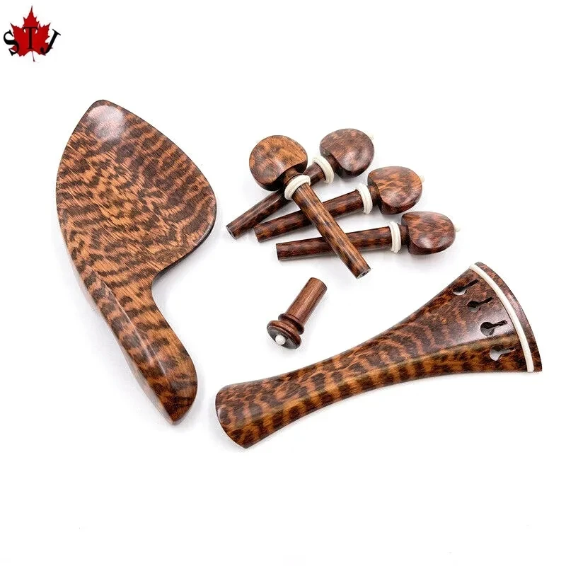 

1set violin viola cello snakewood letterwood accessories parts fittings,Tailpiece+Tuning pegs+Endpins+Chin rest/Chin Holder