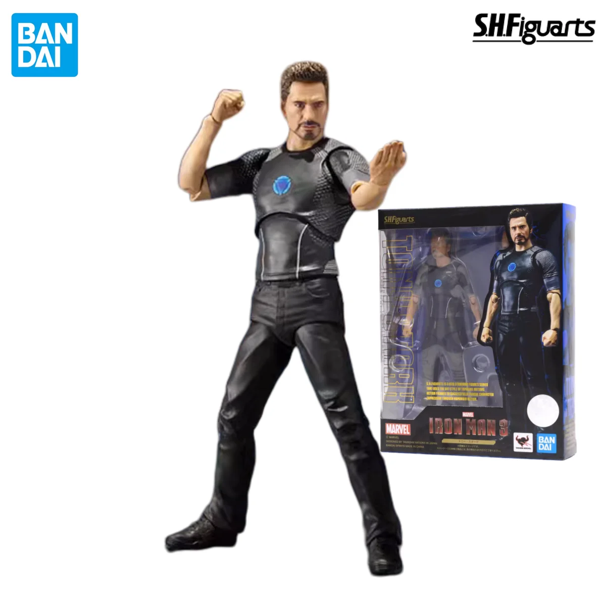 

In Stock BANDAI S.H.Figuarts Original Marvel Iron Man 3 Tony Stark Debugging Bench Anime Action Figure Toy Gift for Kids