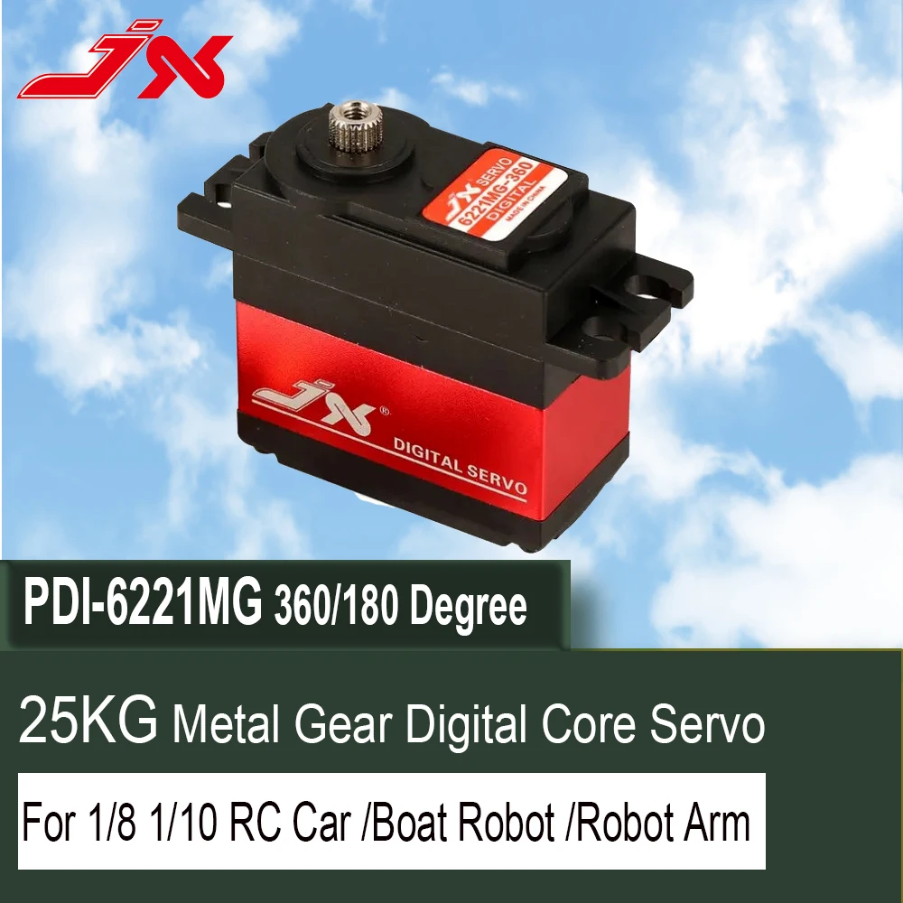 JX Servo PDI-6221MG-360/180 20KG Large Torque Degree Digital Servo For 1/10 1/8 RC Car Boat Helicopter Robot Spare Accessories
JX Servo PDI-6221MG-360/180 20KG Large Torque Degree Digital Servo For 1/10 1/8 RC Car Boat Helicopter Robot Spare Accessories