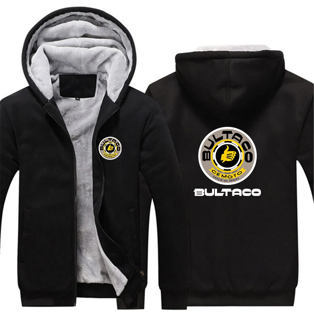 

Bultaco Cemoto Motorcycles 2023 Brand New Men's Solid Color Thickened Hoodie Leisure Hooded Casual Splicing Sleeve Jackets