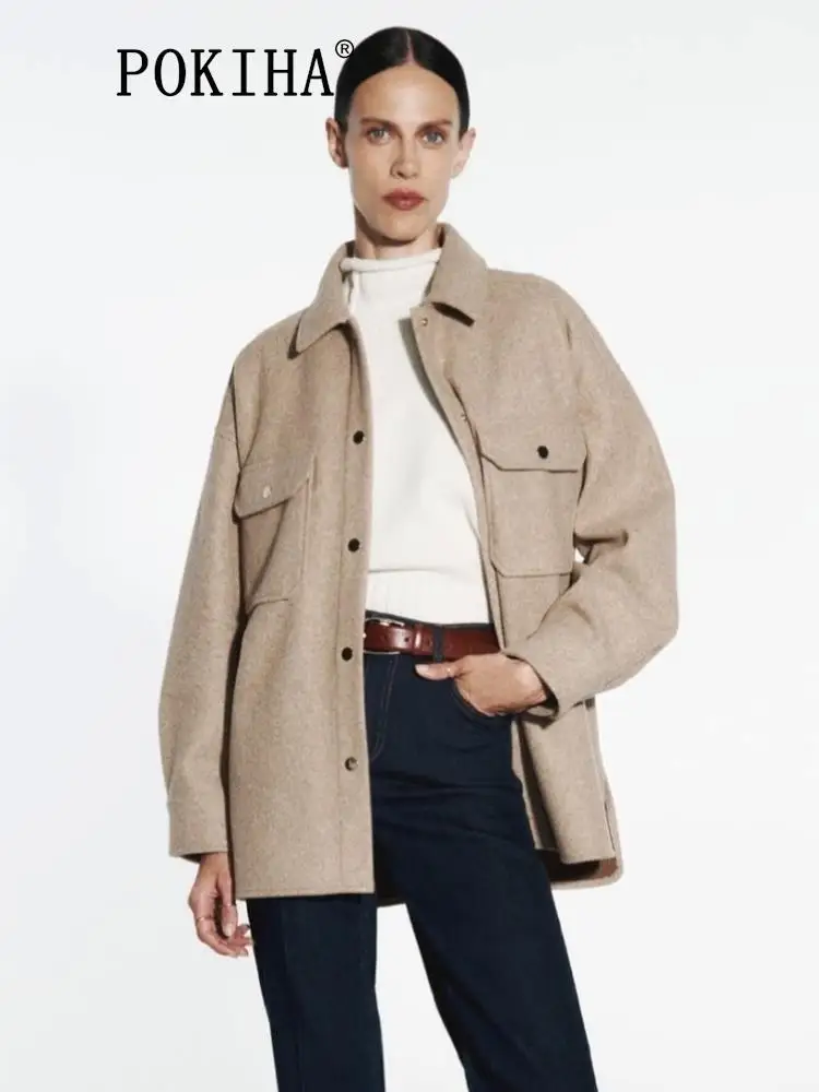Pokiha Fashion Women Winter With Pockets Woolen Jacket Coat Casual Vintage Long Sleeve Front Button Female Outerwear Chic Tops
Pokiha Fashion Women Winter With Pockets Woolen Jacket Coat Casual Vintage Long Sleeve Front Button Female Outerwear Chic Tops