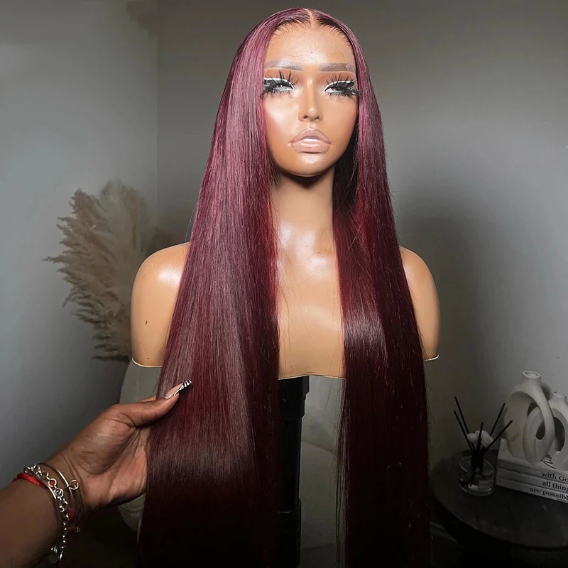 Straight Burgundy 99J Color Synthetic Hair Lace Frontal Wig For Women Glueless Fiber Hair Transparent Lace Wigs
Straight Burgundy 99J Color Synthetic Hair Lace Frontal Wig For Women Glueless Fiber Hair Transparent Lace Wigs