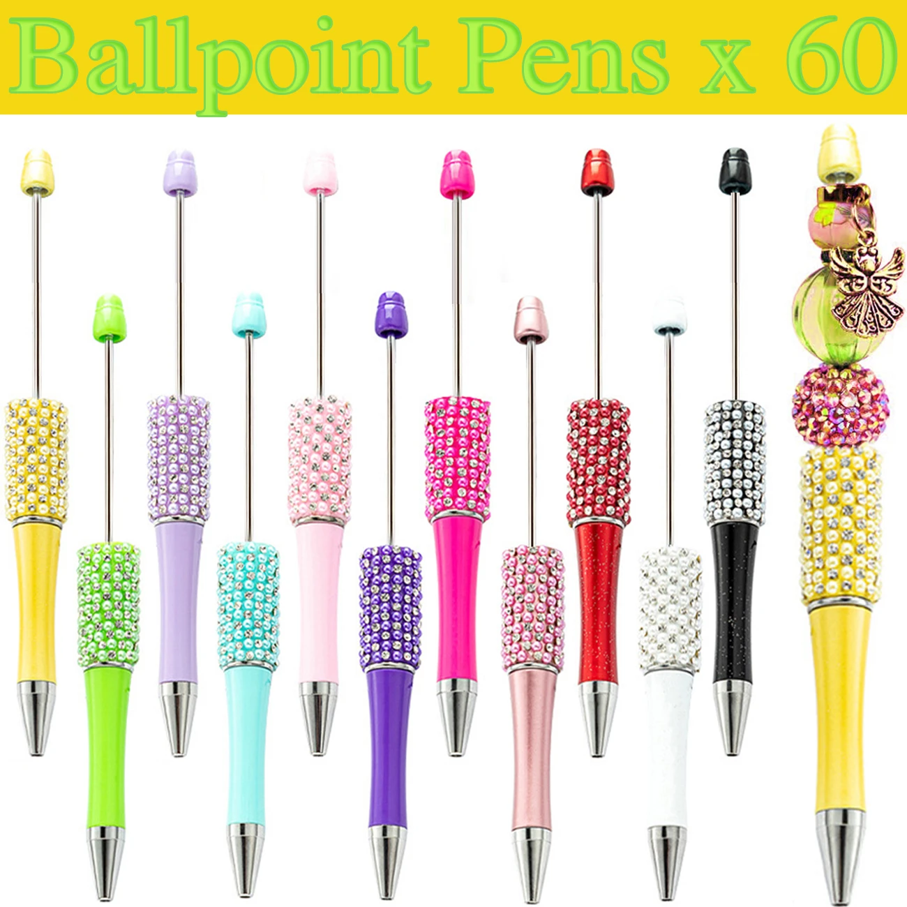 

60 шт., шариковые ручки с бусинами