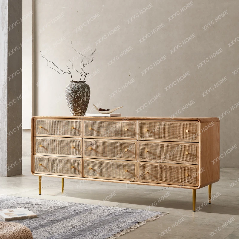 Solid Wood Rattan Woven Nine-Drawer Cabinet Wood Color Sideboard Cabinet Drawer Storage Cabinet Locker Entrance Cabinet
Solid Wood Rattan Woven Nine-Drawer Cabinet Wood Color Sideboard Cabinet Drawer Storage Cabinet Locker Entrance Cabinet