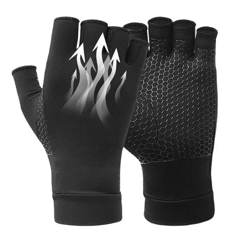 

Copper Compression Gloves Non-slip Honeycomb Palm Copper Fiber Hand Gloves Hand Support Wrist Brace Gloves High-elastic Soft