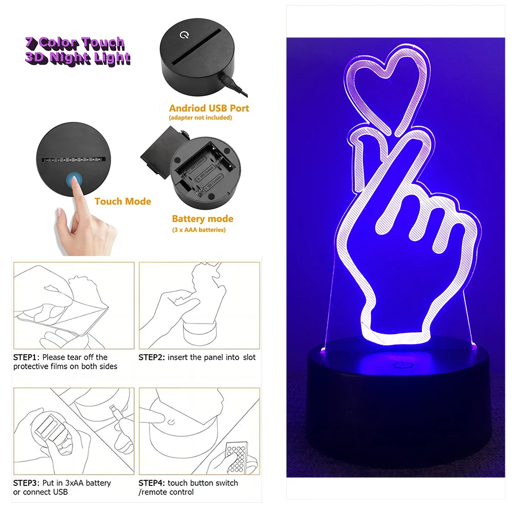 3D Lamp illusion LED Night Light Gift for Creative Girlfriend 16 Colors Changing Bedroom Desk Lamps romantic Night Love Gifts 3D Lamp illusion LED Night Light Gift for Creative Girlfriend 16 Colors Changing Bedroom Desk Lamps romantic Night Love Gifts