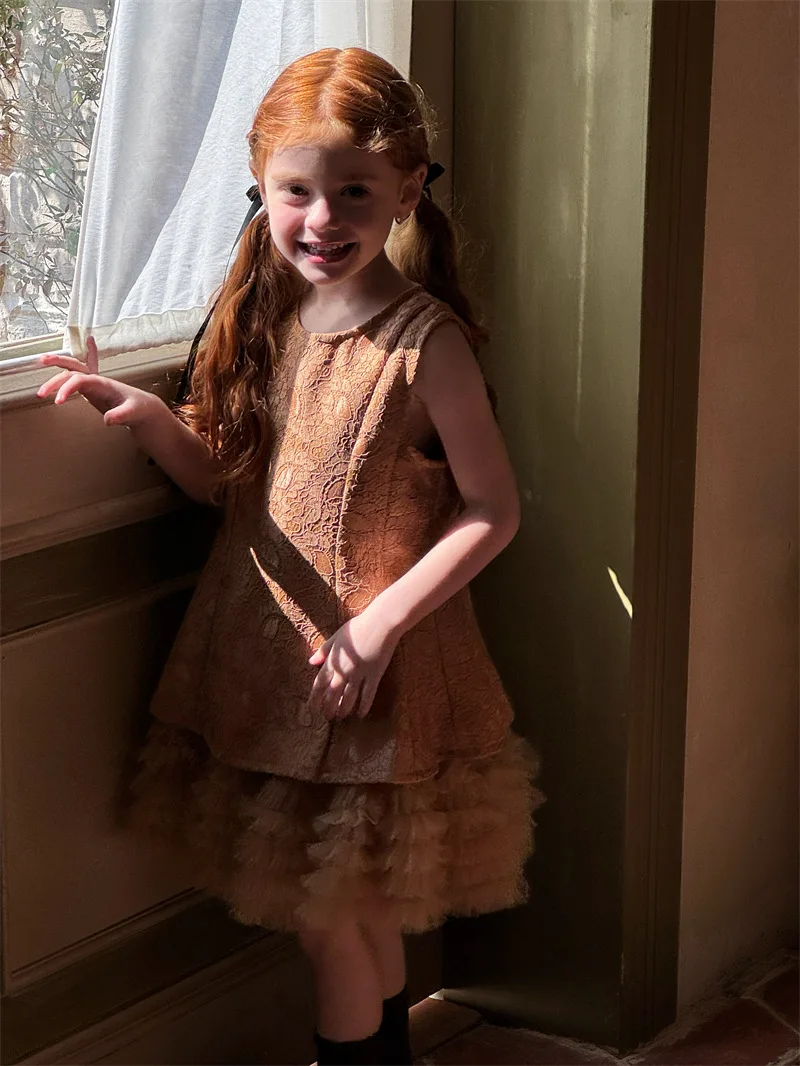 فستان سهل الارتداء لربيع وصيف 2025، فستان جديد بلون سادة بدون أكمام من الدانتيل، ملابس أطفال بنات فستان سهل الارتداء لربيع وصيف 2025، فستان جديد بلون سادة بدون أكمام من الدانتيل، ملابس أطفال بنات