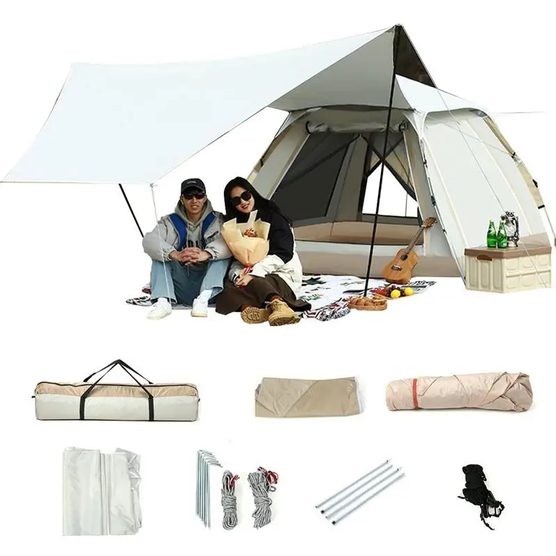 

Outdoor Camping Tent 2-in-1 Dome Tent Family Shelter For 4 Person Outdoor Shelter Easy Setup Awning Tent For Picnic Fishing