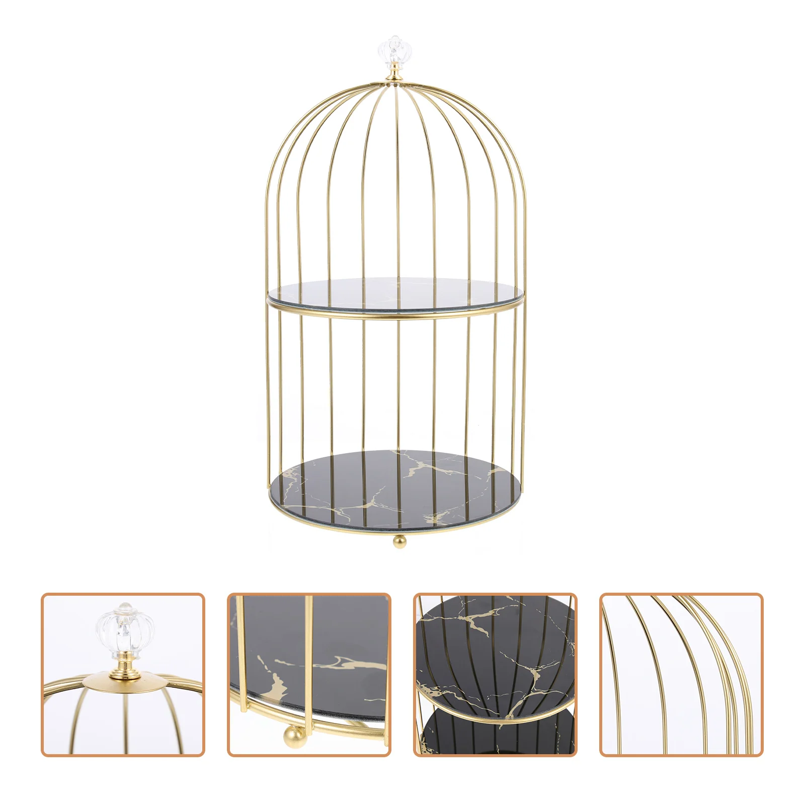 

Stand Cake Cupcake Display Dessert Tower Bird Cage Tray Wedding Tier Holder Serving Jewelry Tiered Platter Vanity Table Metal