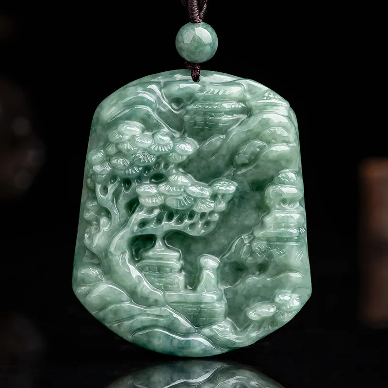Jiale/Hand-Carved/Natural Emerald Bean Green Landscape Jade Pendant MenWomen Party Travel Fine Jewelry Accessories Necklace Gift
Jiale/Hand-Carved/Natural Emerald Bean Green Landscape Jade Pendant MenWomen Party Travel Fine Jewelry Accessories Necklace Gift