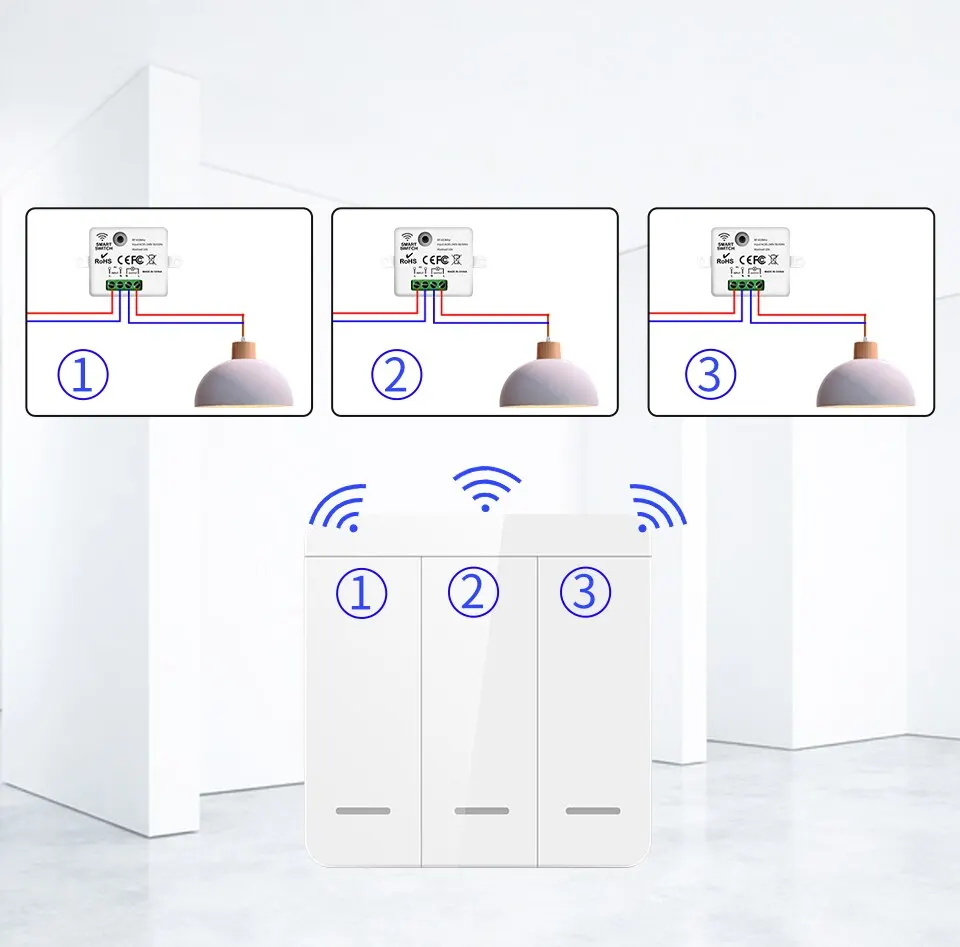 Wireless Light Switch 433MHz Remote Control 1/2/3Gang Interrupter Wall Smart Lighting Switch 10A 110V 220V For Lamp LED 8 Mallzona S834d72bcf14d4397b1ff7779cbe55aa8a Wireless Light Switch 433MHz Remote Control 1/2/3Gang Interrupter Wall Smart Lighting Switch 10A 110V 220V For Lamp LED Mallzona
