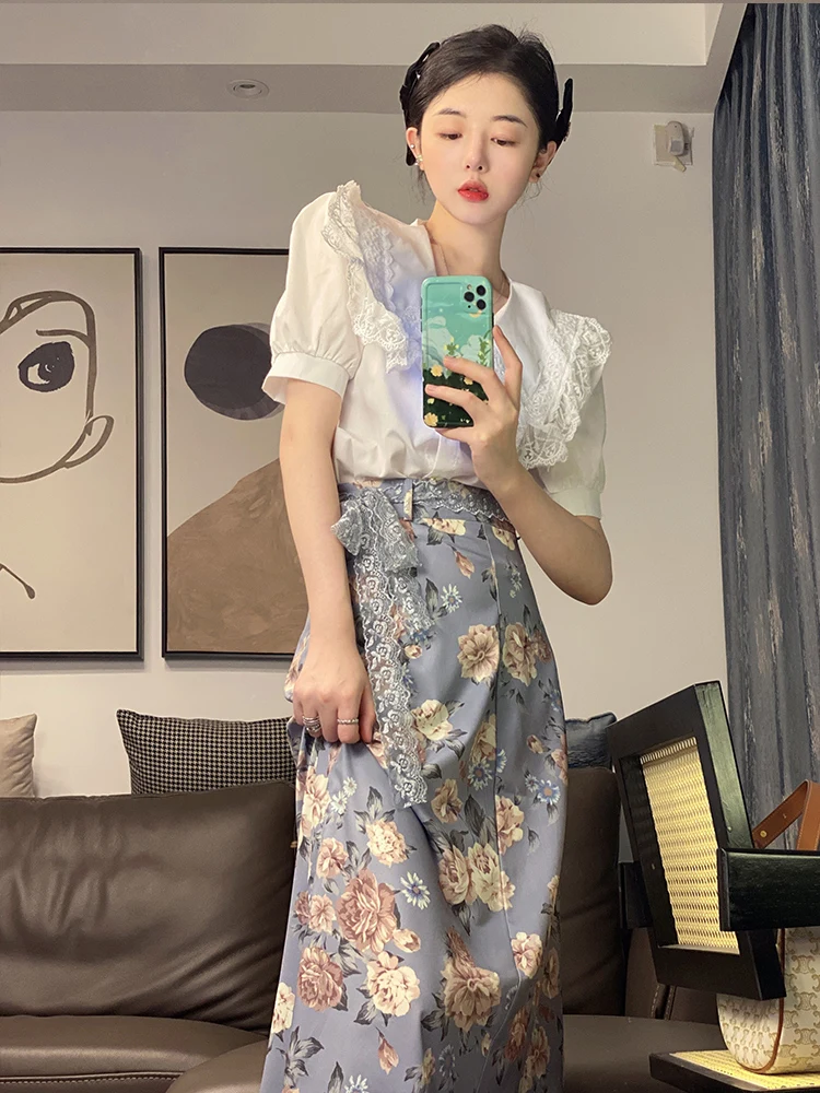 2022 Summer Skirt Suit Sense of Design Lace Broken Flowers High Waist Show Thinness Free Shipping
2022 Summer Skirt Suit Sense of Design Lace Broken Flowers High Waist Show Thinness Free Shipping