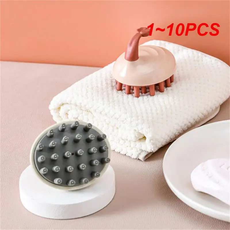 

1~10PCS Silicone Shampoo Brush Head Massage Home Hair Cleansing Washing Scalp Massager Comb Anti-skid With Handle Bath Soft