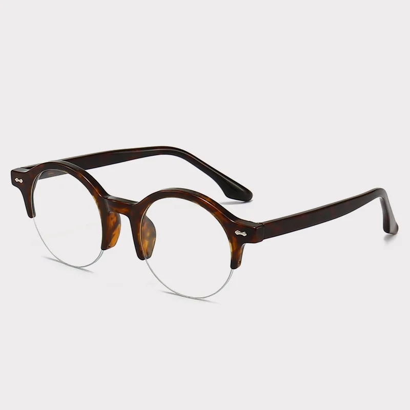 

Cubojue Round Reading Glasses Male Women Semi Rimless Eyeglasses Frame Men Anti Blue Light 0 +100 150 200 250 300 Diopter