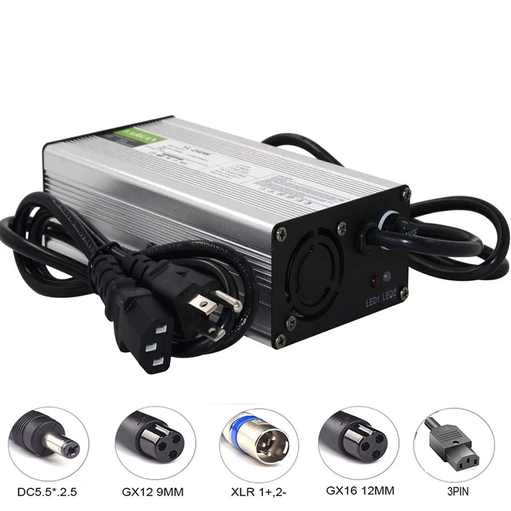 

58.8V 5A Charger 52V 10A Li-ion Battery Charger Aluminum Case with Cooling Fan for 14S 52V Lithium Battery Pack Smart Charger