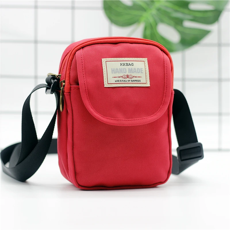 Simple men's crossbody bag in solid color multi-layer zipper nylon single shoulder mobile phone bag daily wallet replacement Simple men's crossbody bag in solid color multi-layer zipper nylon single shoulder mobile phone bag daily wallet replacement